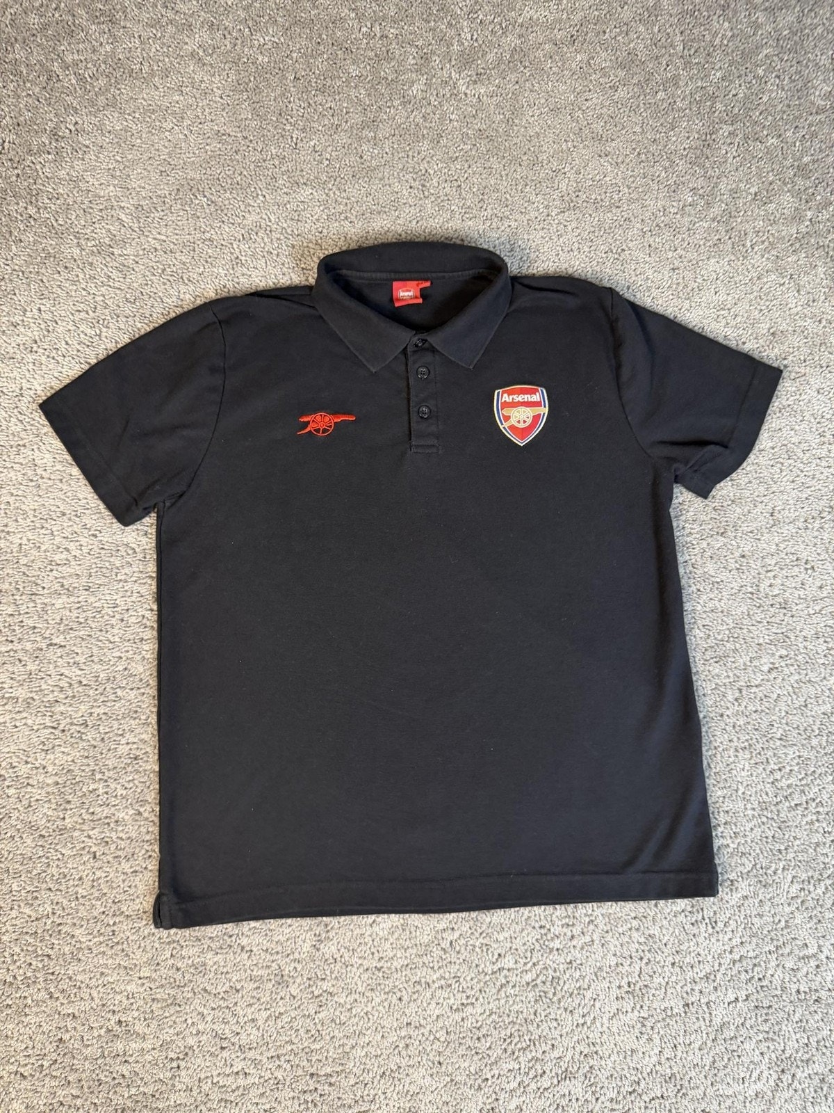 Arsenal Shirt Mens L Black Polo Short Sleeve Soccer Football Afc Crest